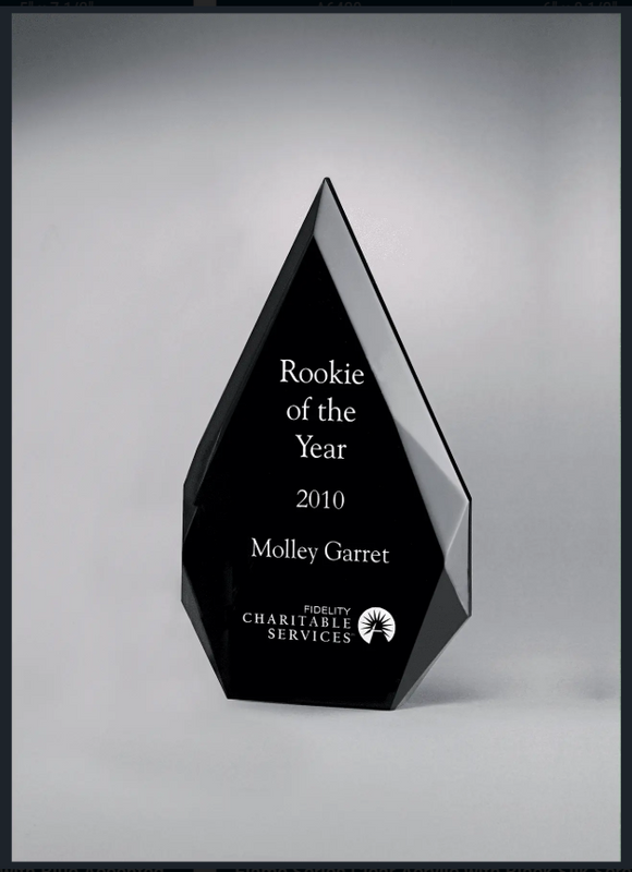 Diamond clear acrylic award with black silk back