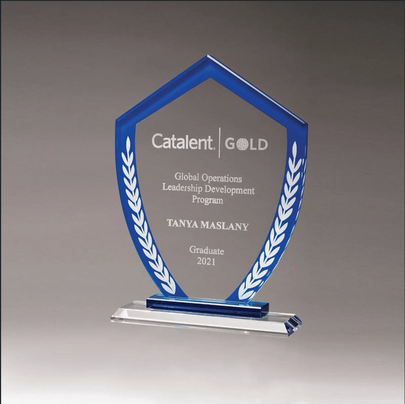 Shield Shaped Glass with Colored Border