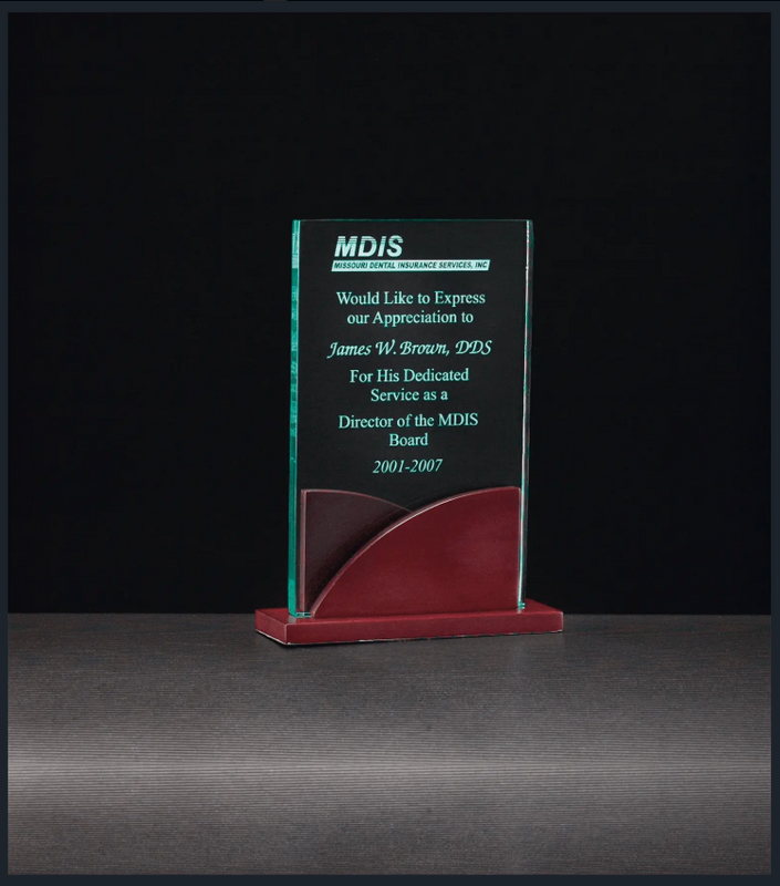 Acrylic Award on a Mahogany Finish Base