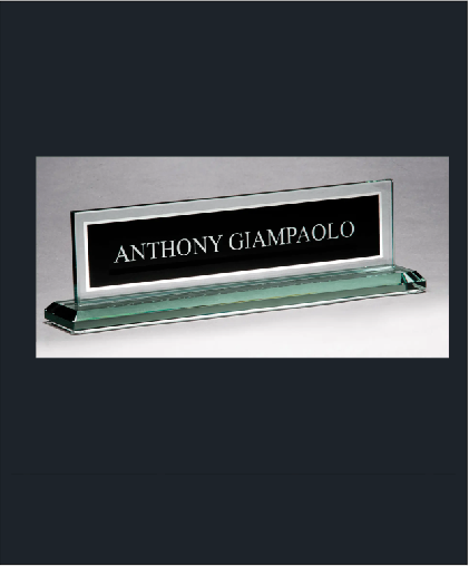 Glass Name Plate with Black Center