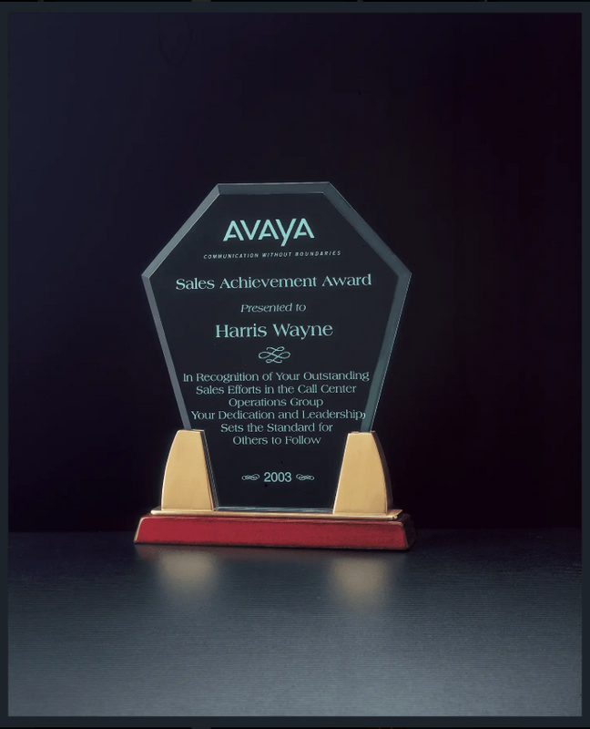 Diamond Acrylic Award on a Rosewood Piano Finish Base