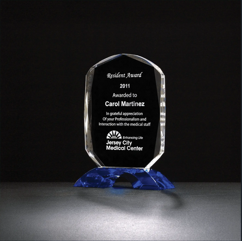 Diamond Series Clear Crystal with Cobalt Base Award