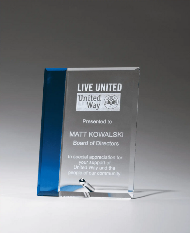 Apex Glass Award with Sapphire Highlight