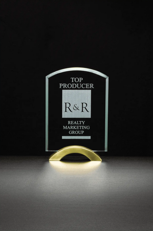 Arch Series Glass Award with Gold Metal Base