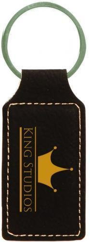 Black Leatherette Rectangle Keyring