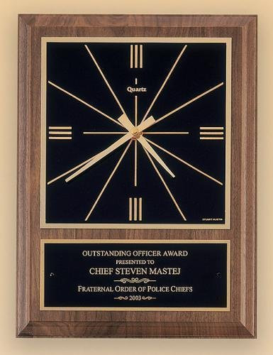 American Walnut Vertical Wall Clock with Square Face