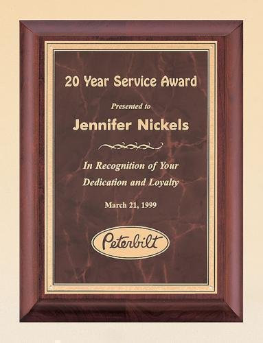 Cherry Finish Wood Plaque with Ruby Marble Plate