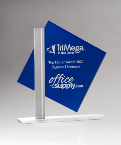 Diamond Glass Award - Blue Silk Screened