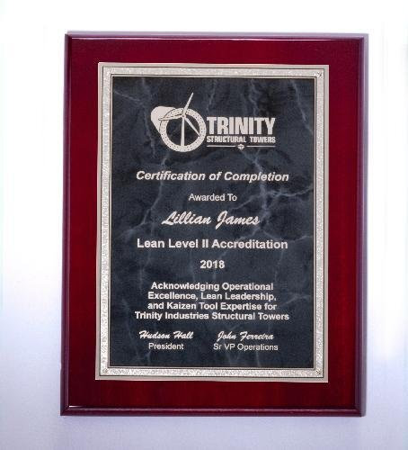 Rosewood High Lustr Plaque with Gray Marble Plate