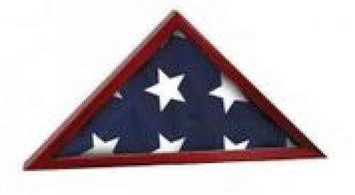 Rosewood Finish Flag Case with Decorative Base