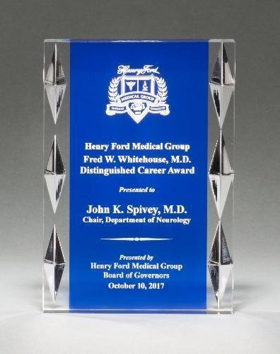 Acrylic Award with Blue Background and Jewel Accents