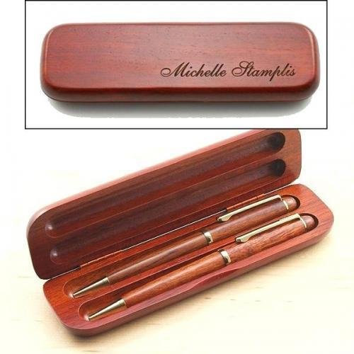 Rosewood Double Pen Set with Gift Case