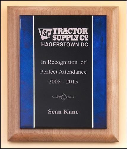 Alder wood plaque - Blue Border