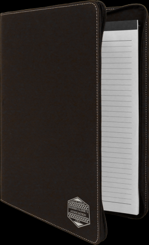 Leatherette Portfolio with Zipper -Black/Silver