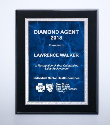 Black High Luster Plaque with Blue Marble Plate