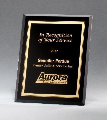 Black Glass Plaque with Silver/Gold Borders