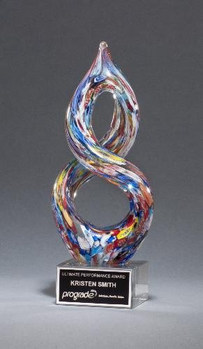 Helix-Shaped Multi-Color Art Glass Award