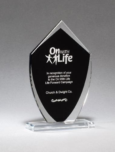 Shield-Shaped Glass Award with Black Center