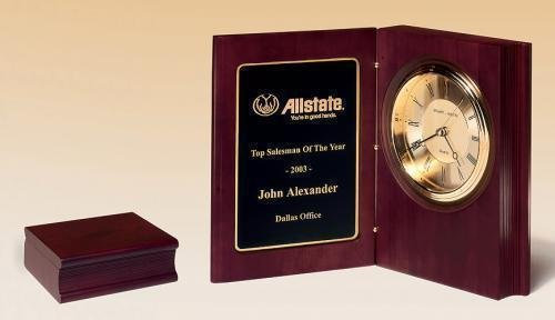 Hand-rubbed Rich Mahogany Finish Book Clock