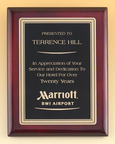 Rosewood Piano Finish Plaque with Brass Plate