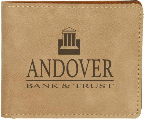 Leatherette Bi-Fold Wallet -Light Brown