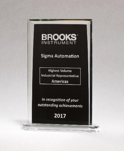 Rectangular Glass Award with Black Center